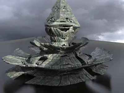 Moss Ruins Alien Flower Temple Ruins Dome 3D model