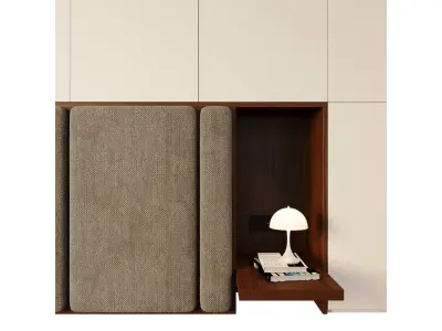 Headboard 6 wall unit with doors and drawers 3D model