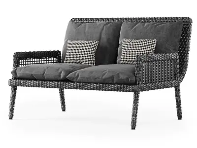 Rattan two-seater sofa DR52  3D model