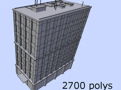 low poly town building  2 Low-poly 3D model