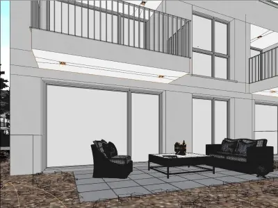 Beautiful terrace night view 3D model