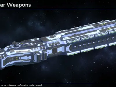 Spaceship Enkar Republic Battleship Horkonor Low-poly 3D model