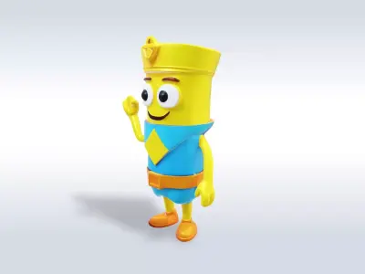 Cartoon character t pose flask back to school 3D model