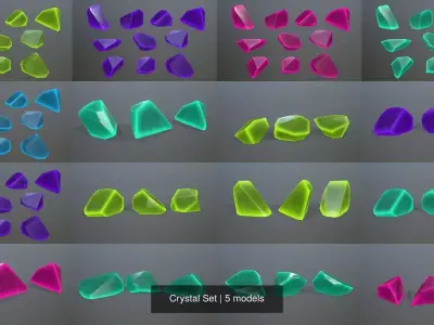 Crystal Set different colored glass pieces 3D Model Pack