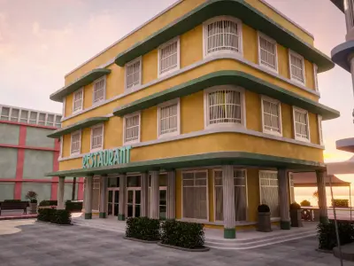 MIAMI VICE CITY ART DECO BUILDING 6 Low-poly 3D model