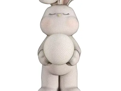 Stylized Rabbit Figurine Moon Lamp Low-poly 3D model