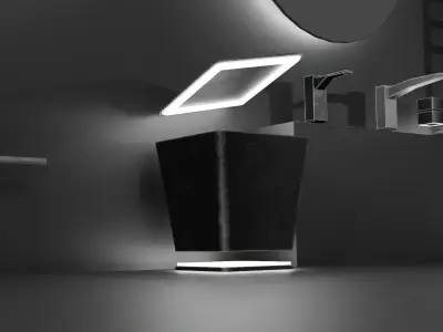 Bathroom sci-fi interior set  Low-poly 3D model
