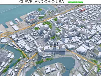 Cleveland Downtown Ohio USA Low-poly 3D model