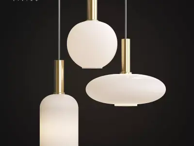 Collect lighting brass and ellipse suspension pendant light 3D model