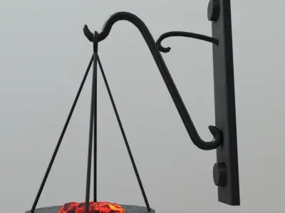 Torch scale hanging on wall Low-poly 3D model