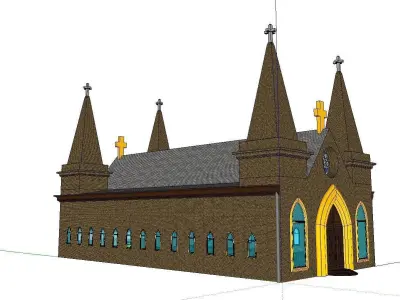 Architecture-Religion-God-Culture-Temple-0125 church with two... 3D model