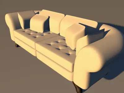 simple sofa in a lazy afternoon light Low-poly 3D model