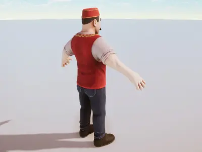 Stylized Character Bazar Dealer Rigged with Shape Keys Low-poly 3D model