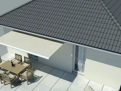 Bungalow house with patio furniture 3D model