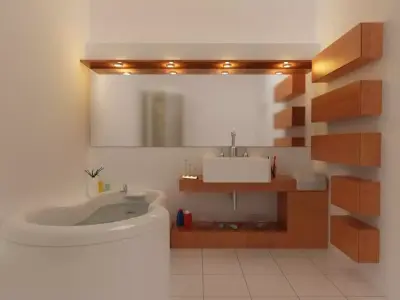 Modern White Bathroom Scene 3D model