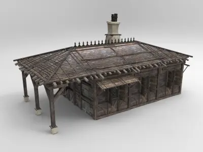 Medieval house fantasy 02 Low-poly 3D model