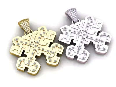 Geometric Diamond Cross Pendant  3D print model