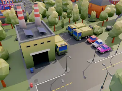 Low Poly Town Asset Pack Low-poly 3D model
