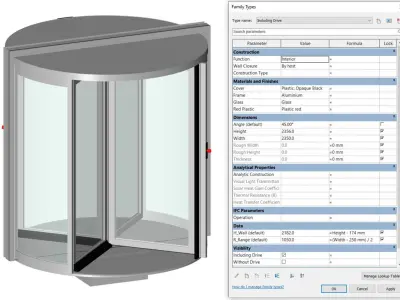 Revolving Door Family Revit 3D model