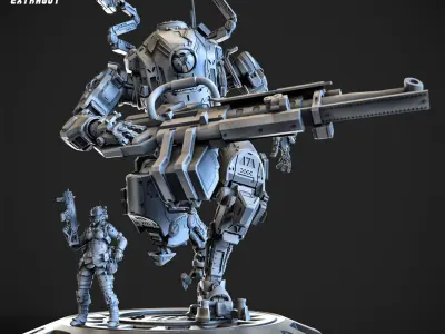 A Girl and Her Robot 100mm 3D print model