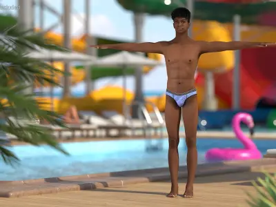 Light Skin Young Man Rigged for Maya 3D model