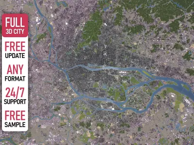 Guangzhou - Metropolitan 3D City Model Low-poly 3D model