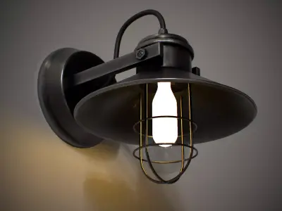 Industrial Street Lamp Low-poly 3D model