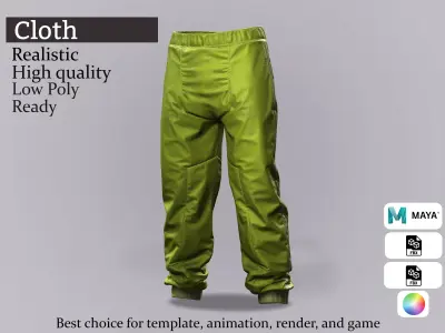 Futuristic Green Pants - Game-Ready 3D Clothing Low-poly 3D model