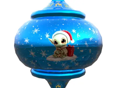 Charming Baby Holiday Blue Bauble 3D Model  PBR Only Quads Low-poly 3D model