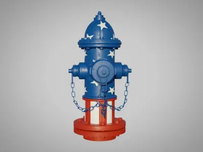 Fire Hydrant 20 - Patriotic American Flag Fireplug 3D model