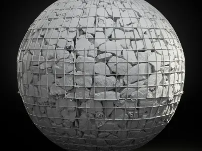 Seamless PBR Scanned Gabion Stone Wall 1x1m Texture Texture