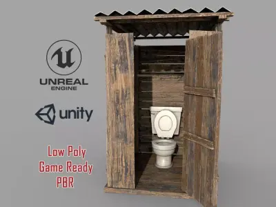 Outdoor Wooden Toilet 2 Low-poly 3D model