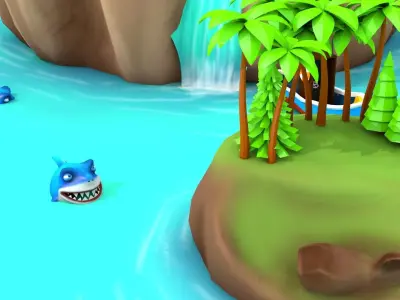 Island Environment - Landscape Low-poly 3D model