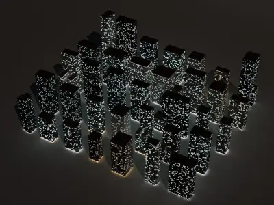 Tall Buildings - Skyscrapers  Low-poly 3D model