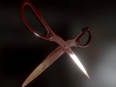 Scissors Rigged And Animated Bloody Version Low-poly 3D model
