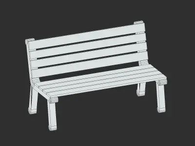 Bench 04 Low Poly PBR Realistic Low-poly 3D model
