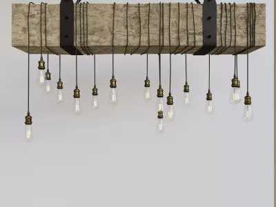 Wooden Light Chandelier 3D model