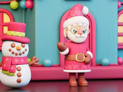 Christmas Cartoon Village Low-poly 3D model