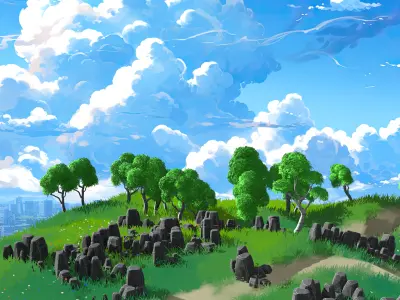 Stylized Anime Environment 3D Model  High-Quality Blender Scene  3D model