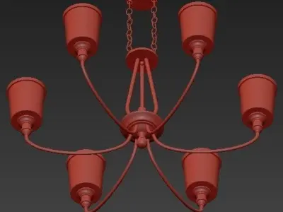 Natural Brass 6 Light Oval Chandelier 3D model