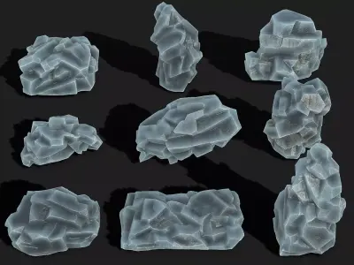 Mountain ice Rocks - PBR Pack 09 Low-poly 3D model