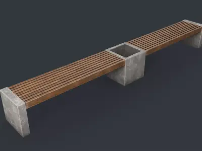 Modern Outdoor Bench 36 PBR Game Ready Low-poly 3D model