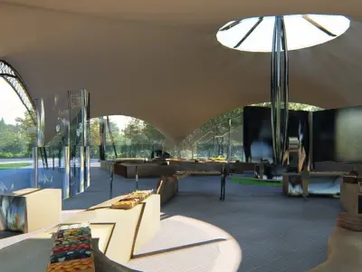 Market center in nature 3D model