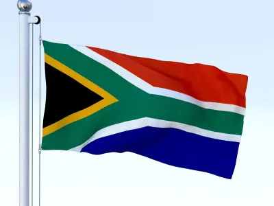 Animated South Africa Flag Low-poly 3D model