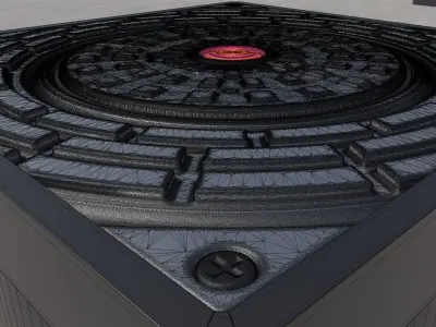 High-Poly Hydraulic Bollard with LED Lights 3D model