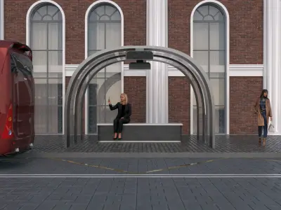 BUS STOP MINIMAL Low-poly 3D model