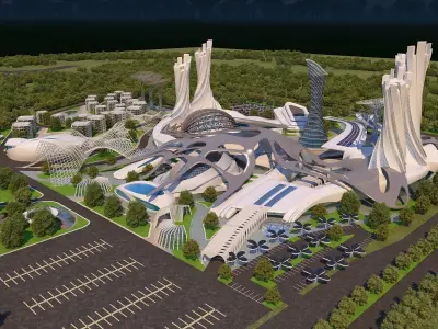 0013 - Futuristic City - 2021 - 01 - 2Ds Plans - 3Ds Files 3D model