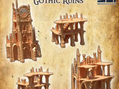Modular Gothic Ruins  Tabletop Terrain 28 mm 3D print model