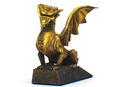 Statue Pedestal of the Golden Dragon Low-poly 3D model