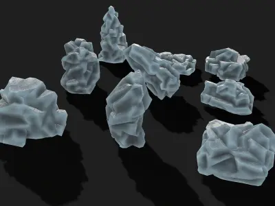Mountain ice Rocks - PBR Pack 09 Low-poly 3D model